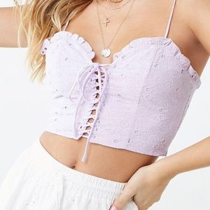 Forever 21 Floral Laceup Eyelet Cami